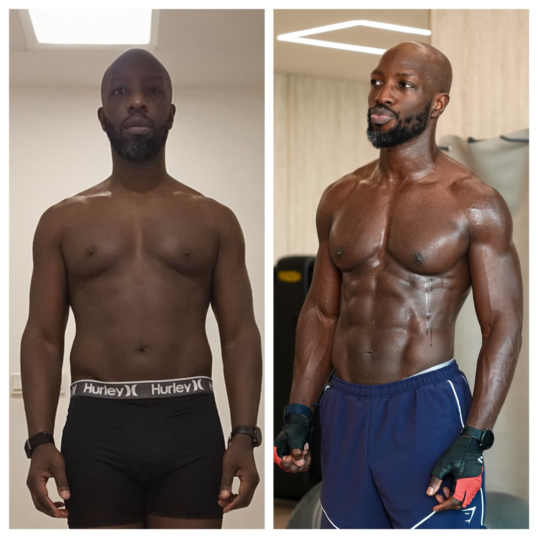 Maurice Ussher — six-month transformation, before and after