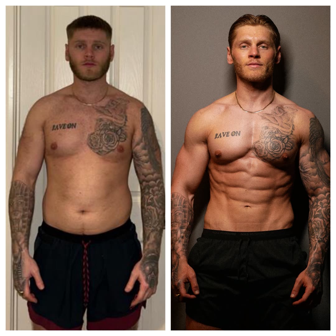 Jordan Webster — six-month transformation, before and after